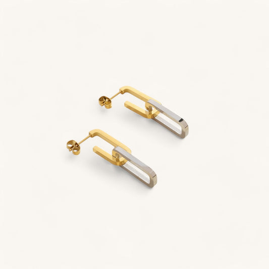 Two-Tone Lock Earrings